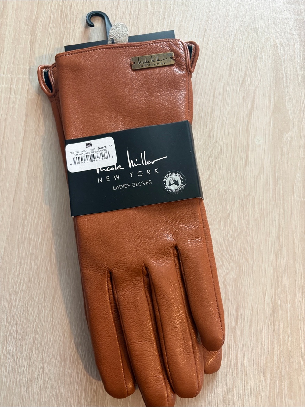 Nicole Miller Brown Leather Ladies Gloves